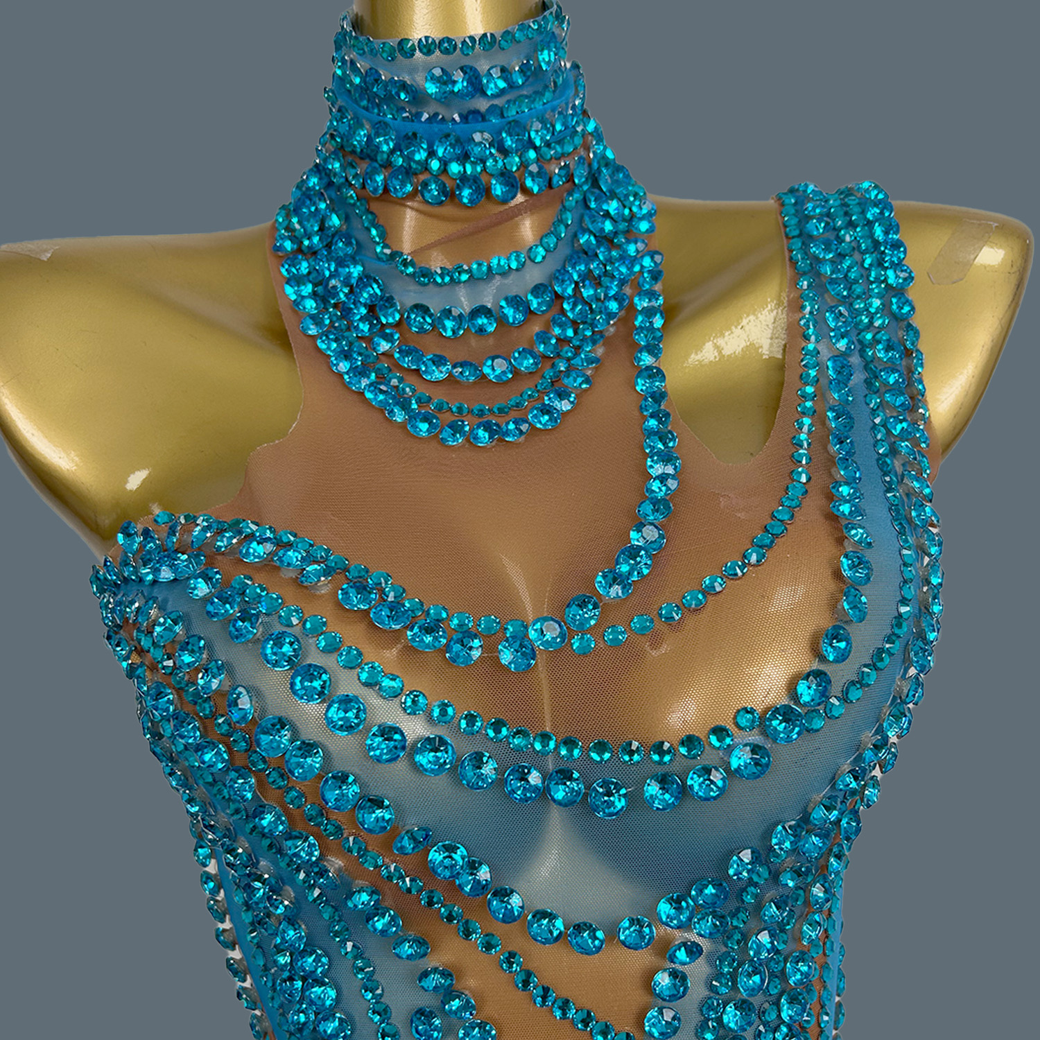 Minivestido brillante con diamantes de imitación para chica, vestido Sexy de malla transparente para fiesta, evento, graduación, celebración de cumpleaños, ropa para espectáculo de cantante Liuzhuan