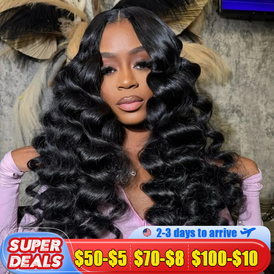 Loose Waves Wig Human Hair Curly Body Wave Human Hair Wigs 13x6 Hd Lace Frontal Wig 250 Density Brazilian With Bleached Knots