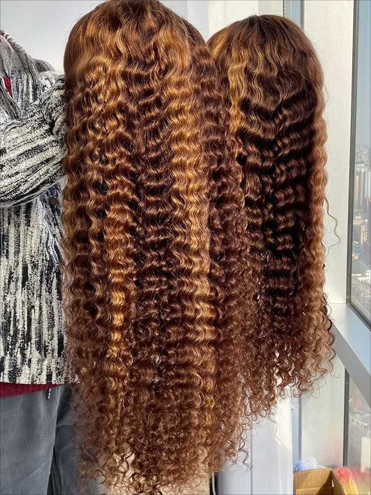 Peruka z ludzkich włosów z pasemkami, kręcona, 13x4 HD Lace Frontal, peruka z ludzkich włosów 13x4 w kolorze miodowego blondu, peruki z ludzkich włosów wietnamskich, peruki bez kleju