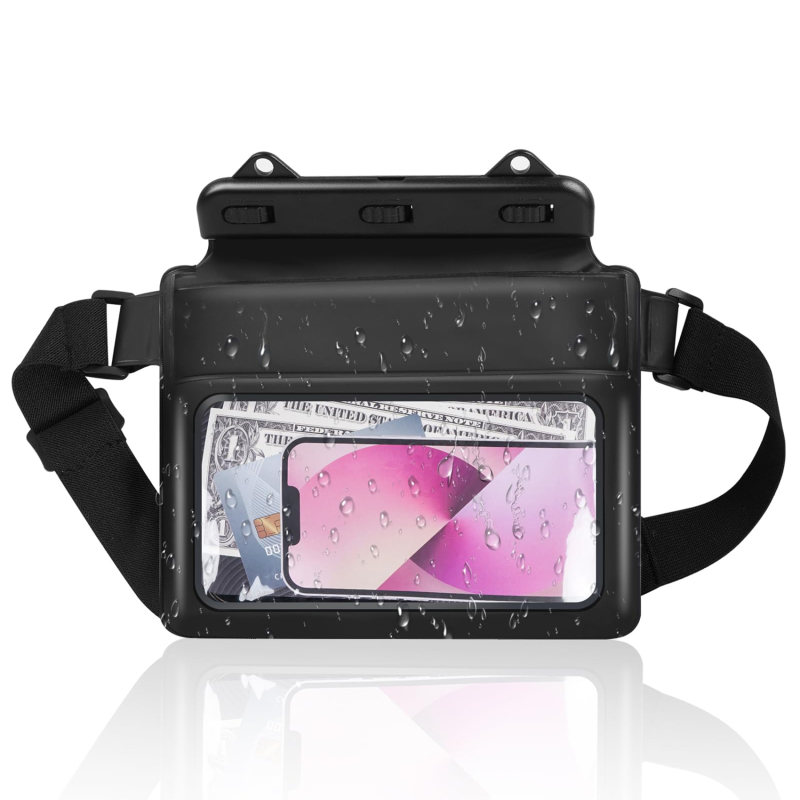 Bolsa seca à prova d'água para telefone, alça de cintura ajustável, bolsa de ombro, capa subaquática para praia, natação, barco, pesca
