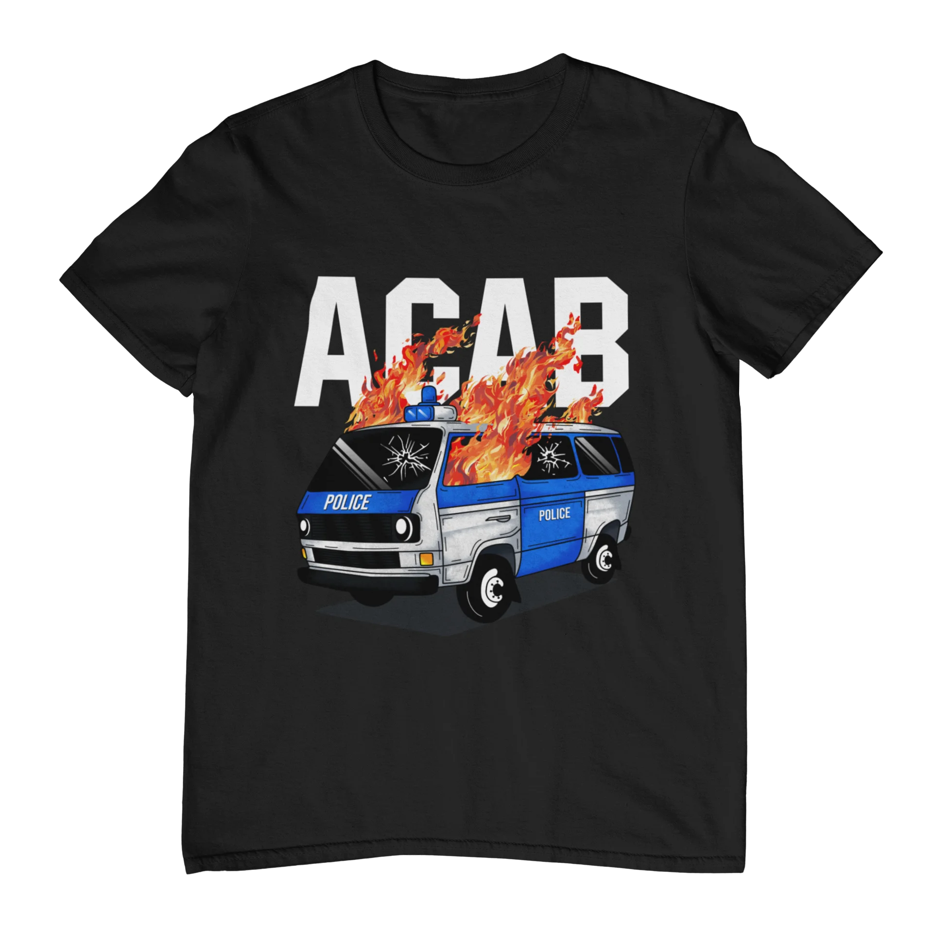 T-shirt ACAB Police Car Hooligans Ultras per uomo e donna, abbigliamento casual da strada, moda hip-hop rock, puro cotone, manica corta