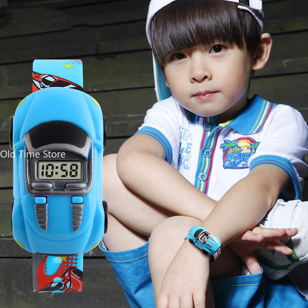 Coche de dibujos animados, reloj de juguete para niños, relojes electrónicos de moda para bebés, reloj de juguete con forma de coche innovador, regalo de Navidad para niños