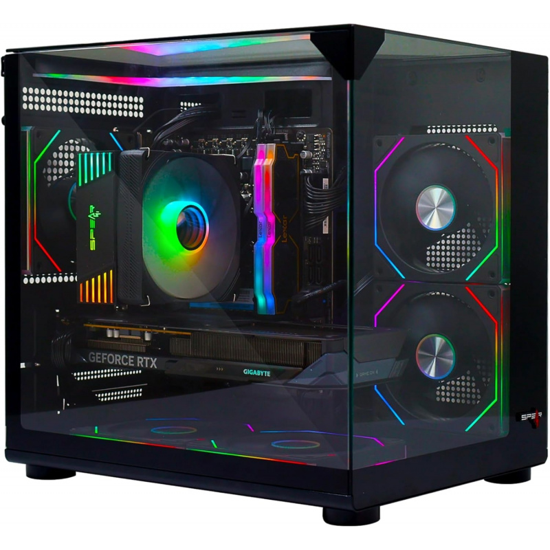 ゲーミングPC – Core i5-14400F、RTX 5060 8GBトリプルファン、32GB DDR5、1TB NVMe SSD 3300MB/s、600W PSU、ARGB M-ATXケース（5つのARGBファン搭載）