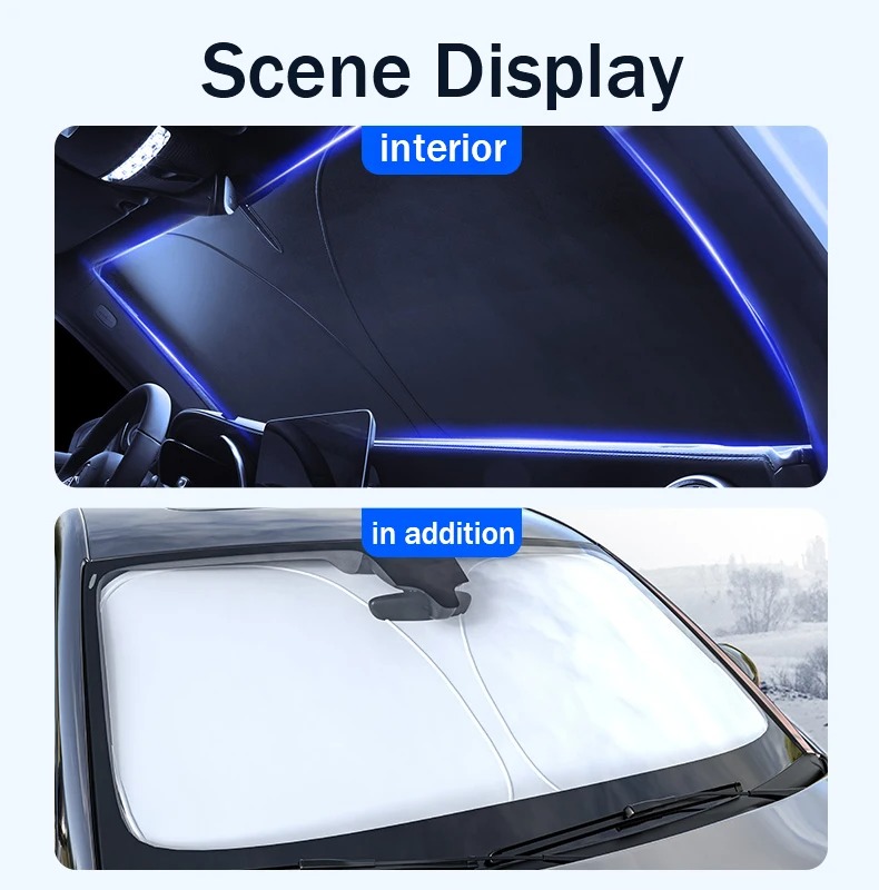 Protección UV para coche, parabrisas delantero, sombrilla plegable, artículos de protección de verano, aislamiento térmico y función de preservación del coche