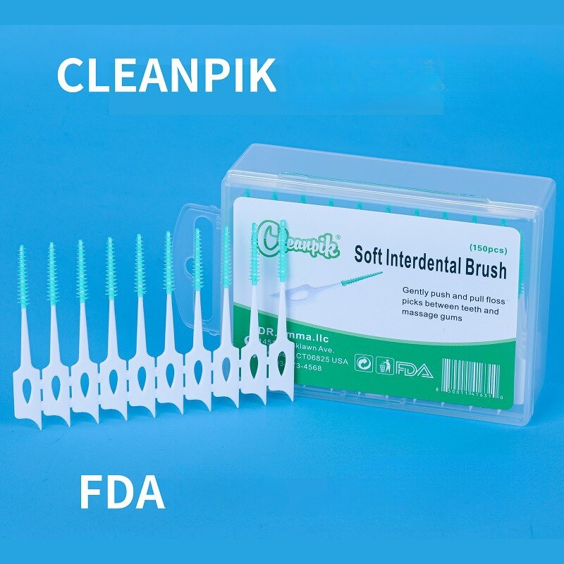 Cleanpik Zacht zelfklevende tandopeningborstel Tandvleesmassageborstel Reinigingsborstel Elastische massagetandopening 150 stuks
