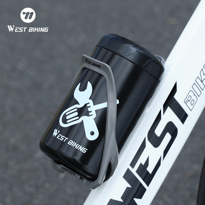 WEST BIKING-herramienta de reparación de bicicletas, cápsula de almacenamiento, kit de herramientas portátil impermeable con portabotellas, accesorios para bicicleta de montaña y carretera