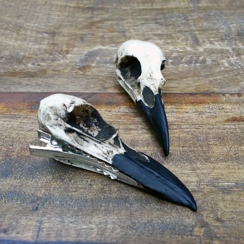 Goth Fashion Simulation Skeleton Crow Head Spinka do włosów dla kobiet Dark Creative Horror Fun Hair Clip Halloween Party Akcesoria do włosów