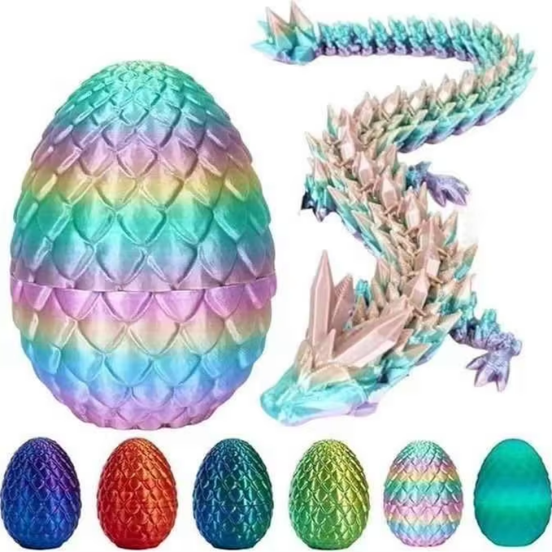 22cm 3d impresso dragão 8.5cm dragão ovo festival chinês estatueta dragão ovo de cristal engraçado escritório em casa legal ornamento decoração