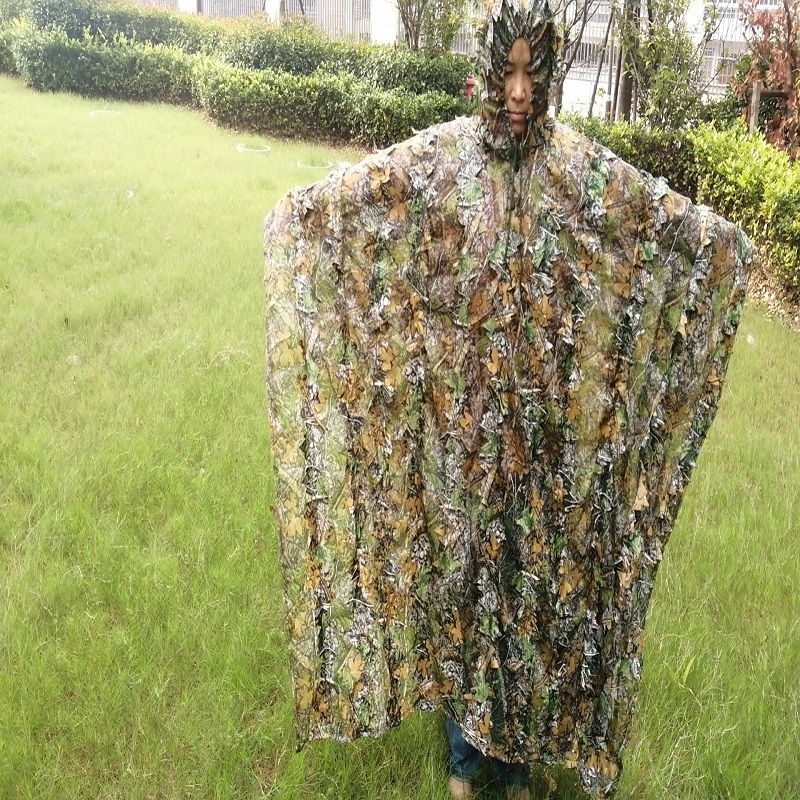 Capa de poncho camuflada com folhas 3d realistas, ternos furtivos ao ar livre, floresta, cs, roupas de jogo para caça, tiro