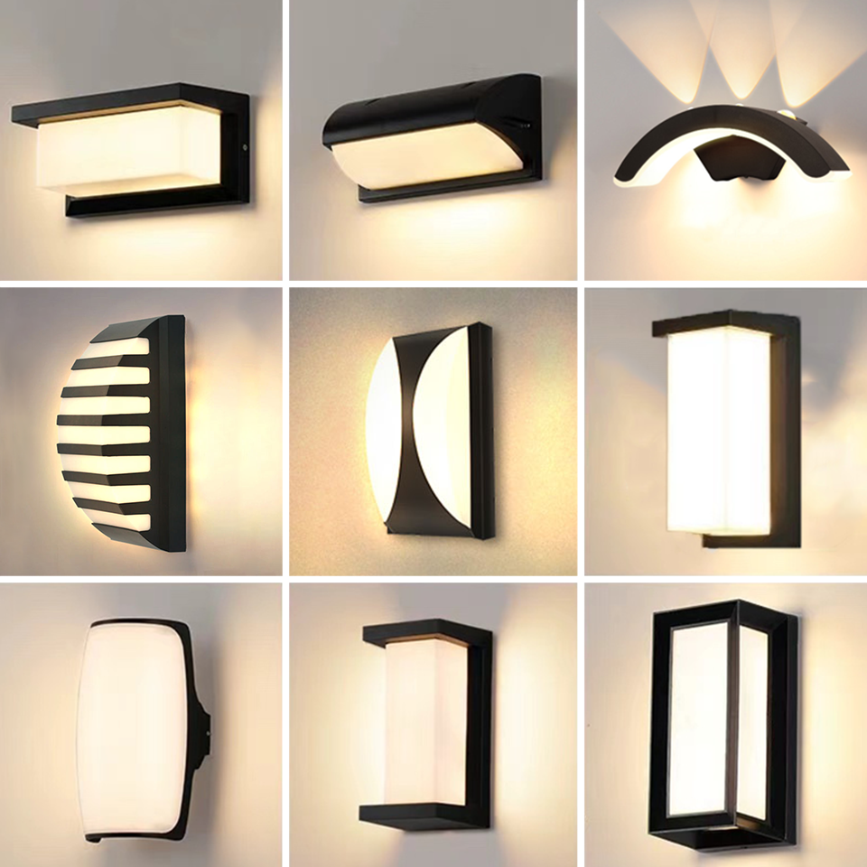 Lámpara LED de pared para exteriores, lámpara de pared con Sensor de movimiento AC110V 220V, impermeable, moderna, para interior, hogar, balcón, camino, porche, decoración de jardín