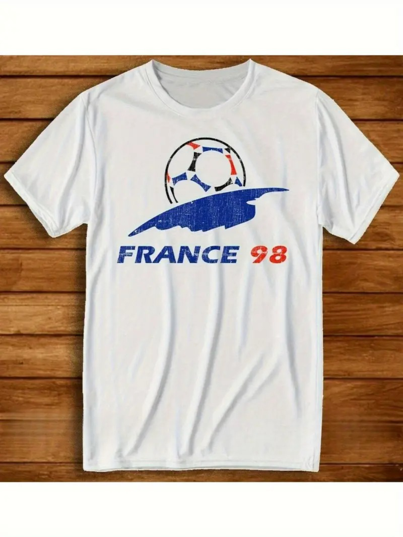 Frankrijk retro voetbal-T-shirt voor heren, 1998, # 98-Iconisch fanshirt, zachte, ademende korte mouwen, ideaal voor collectiegeschenken en dagelijks gebruik