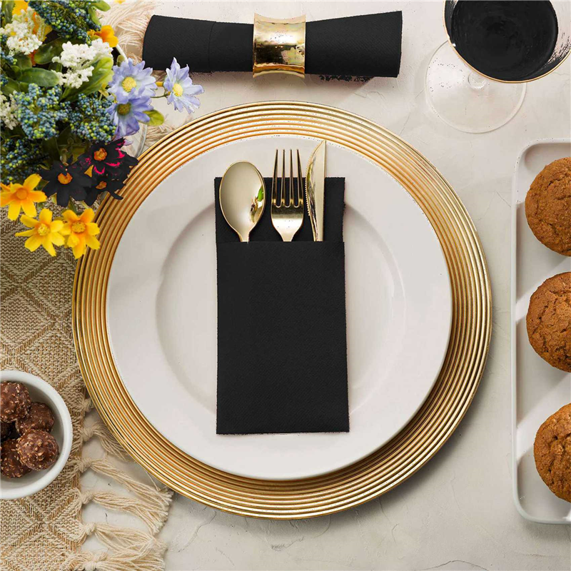 ABUU-100PCS Disposable Dinner Napkins With Built-In Flatware Pocket,Prefolded Cloth Like Paper Napkins For Wedding Party
