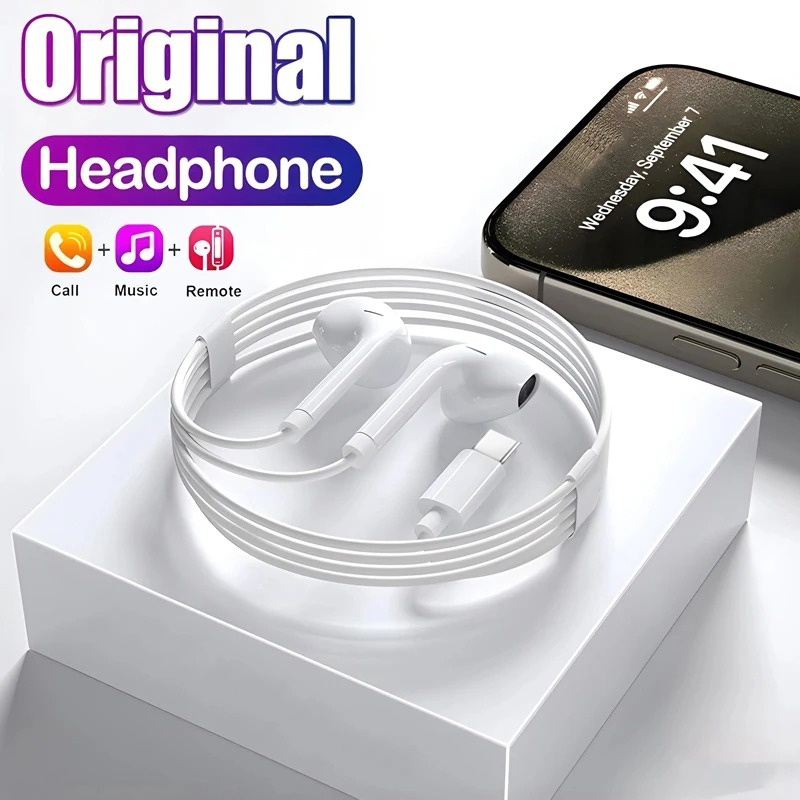 Fones de Ouvido com Fio HiFi com Som Surround Tipo USB C, Fones de Ouvido de 3.5mm com Microfone para Xiaomi, Samsung Galaxy, iPhone 17 Pro, Huawei