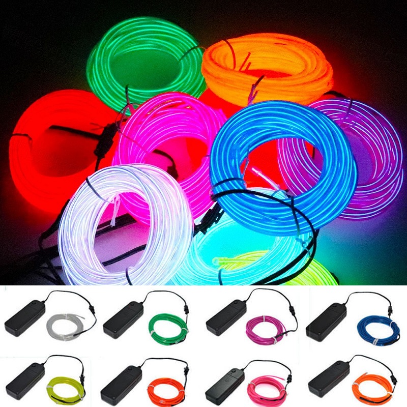 Luz de neón Flexible de 1M/3M/5M/10M, cable EL Led neón para fiesta de baile, decoración de ambiente, lámpara RopeTube, tira Led Multicolor impermeable