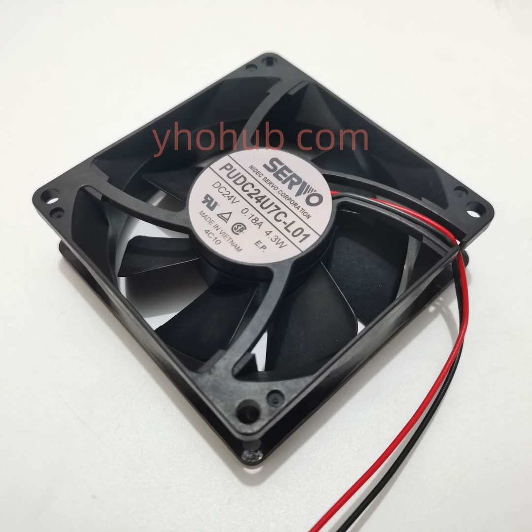Ventilateur de refroidissement de serveur à 2 fils, SERVO PUDC24U7C-L01 cc 24V 0.18A 4.3W 80x80x25mm