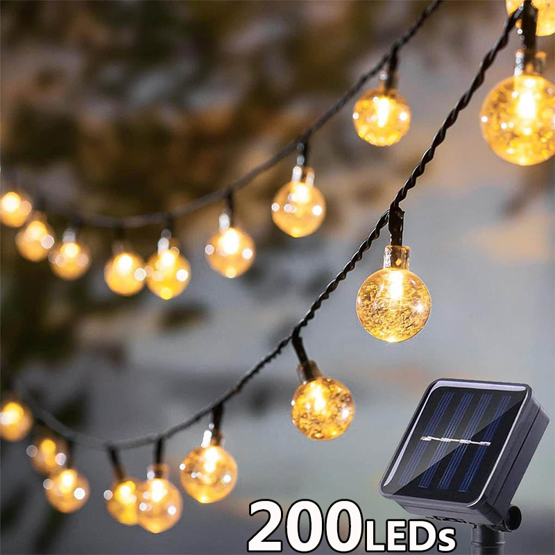 Guirlande solaire d'extérieur en cristal, guirlande lumineuse féerique de noël, 8 Modes, étanche, pour Patio, décoration de fête dans le jardin