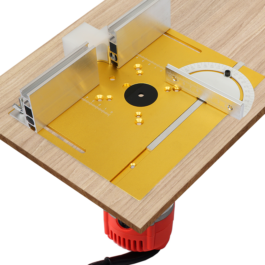 Piastra di inserimento da tavolo per router in alluminio con manometro per panche per la lavorazione del legno Sega da tavolo Trimmer multifunzionale Macchina per incidere