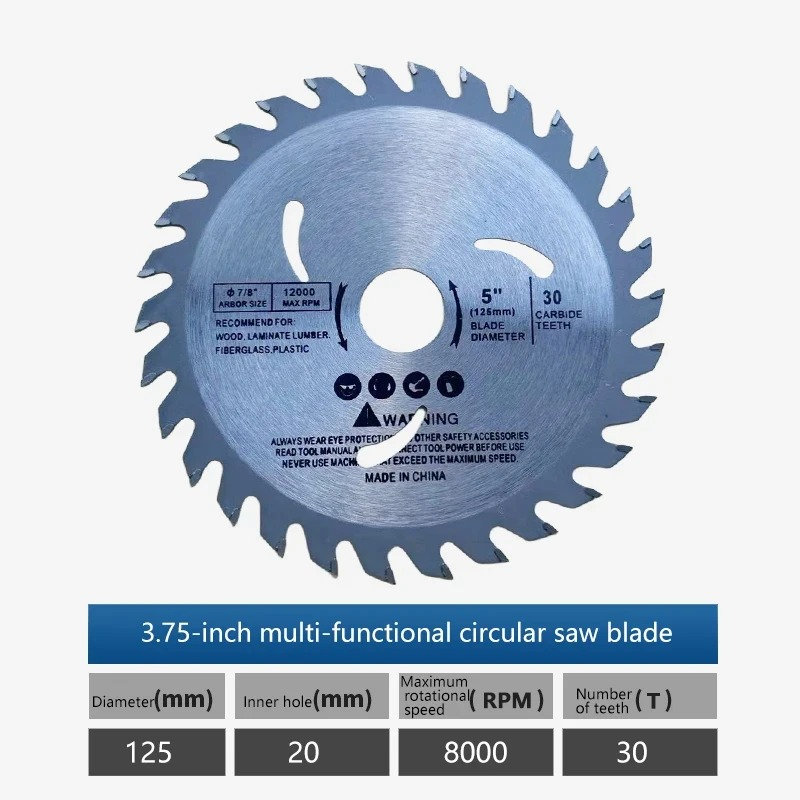 125mm 5 Zoll Kreissägeblatt 30 Zähne Hartmetall-Holzschneidscheibe 20mm Bohrung für Holzbearbeitung