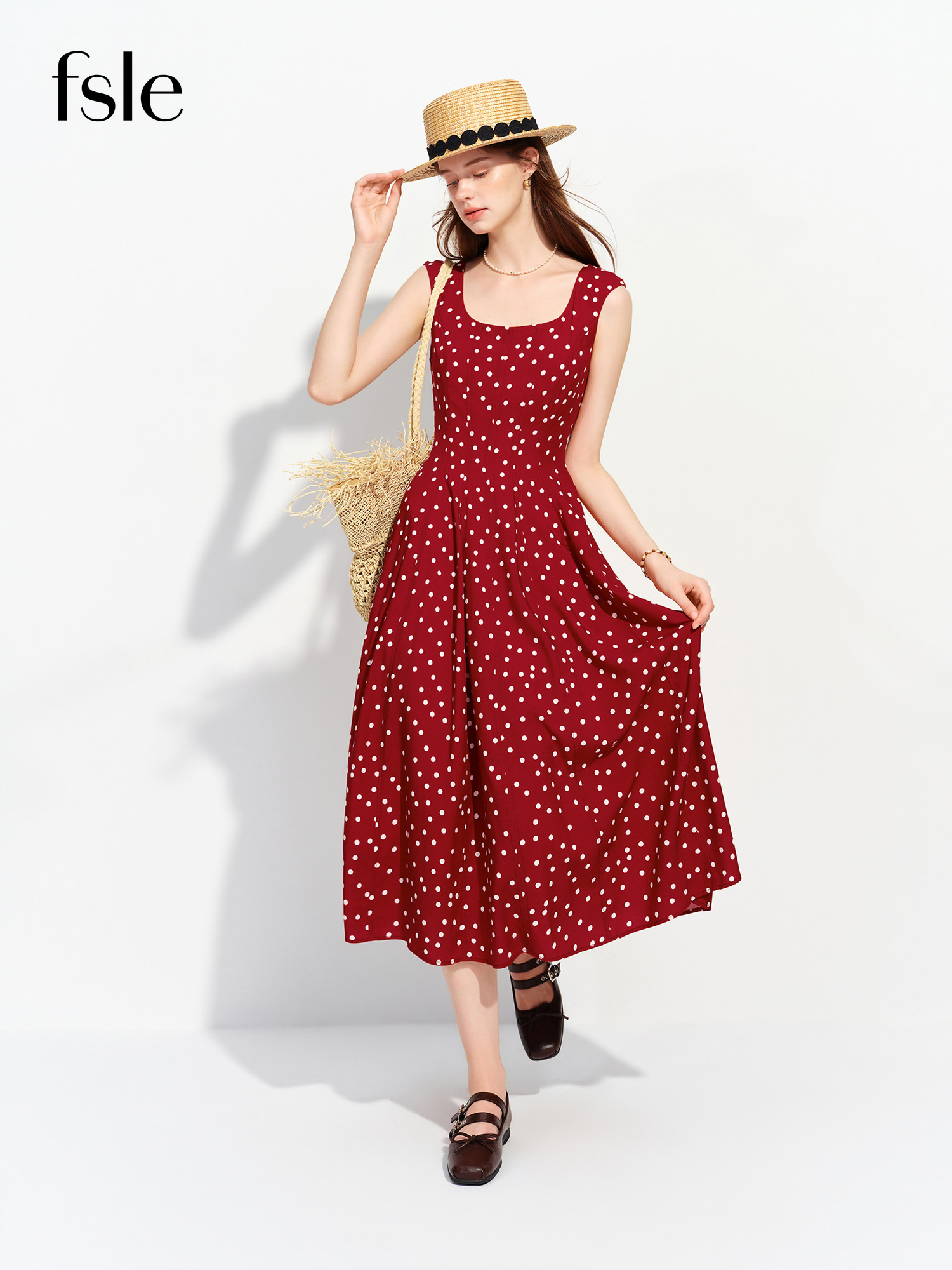 Vestido Ligero sin Mangas con Estampado de Lunares para Mujer, Verano 2026, Estilo Vintage Francés para Uso Diario y Vacaciones