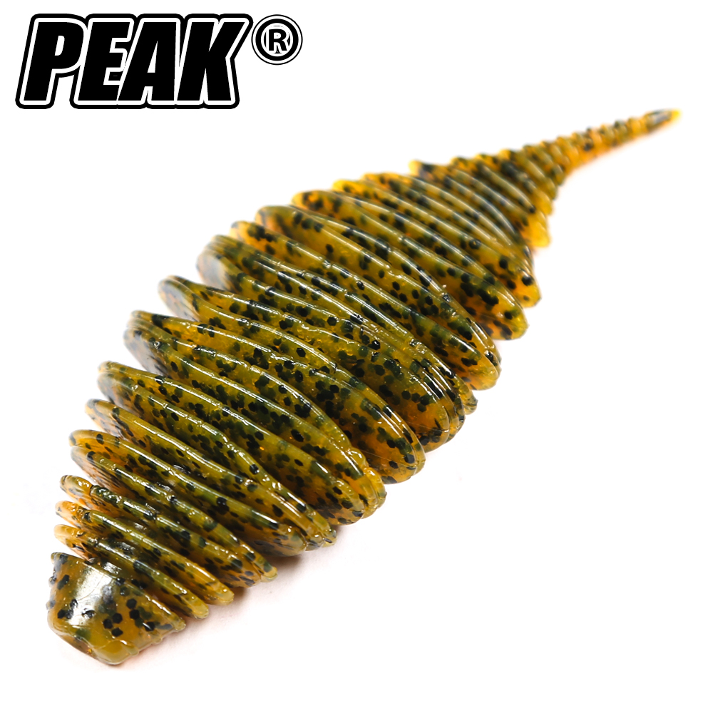 เหยื่อตกปลาแบบนิ่ม PEAK 100 มม. รูปทรง Bellows Gill Worm สำหรับตกปลาคาร์พ ปลาบาส เหยื่อปลอม PVA