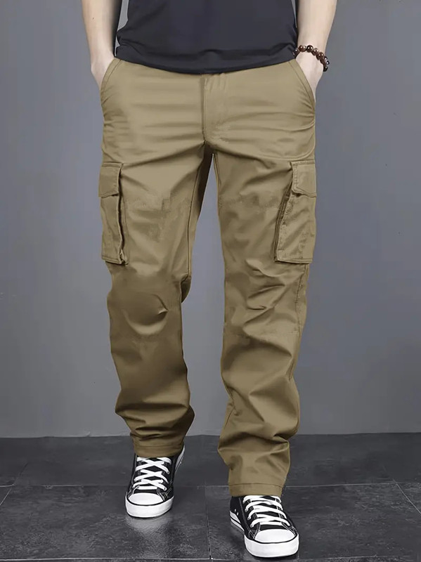 Pantaloni da lavoro casual multitasche da uomo con vestibilità ampia e cintura con coulisse adatti per escursioni, pesca ed esplorazione all'aperto