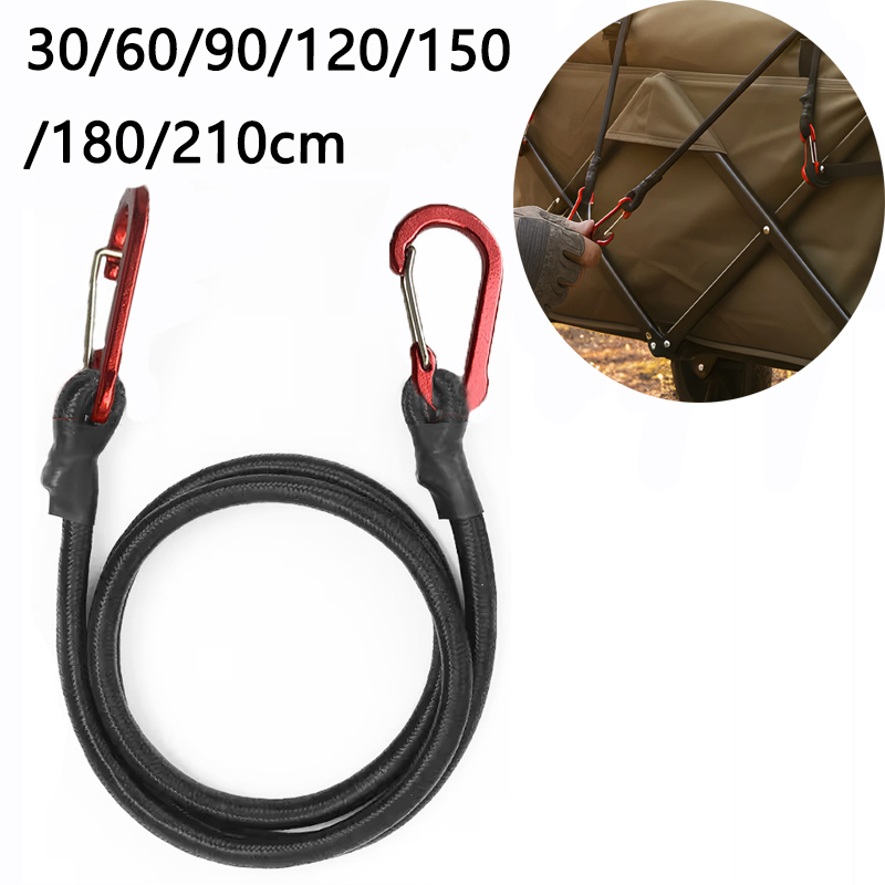 30-210 cm Packaging Rope Outdoor Elastic Rope 8mm with Red Hook Extendable and Lightweight Car Luggage Roof Rack Strap