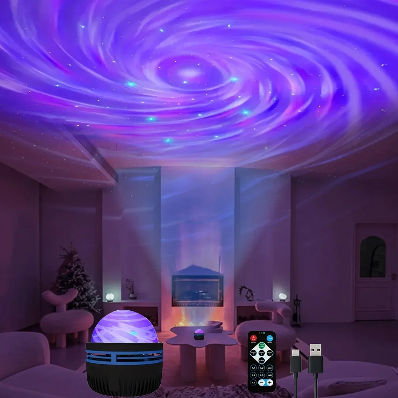 Proyector de luz LED con Control remoto multicolor para decoración de dormitorio, proyector de estrellas de Navidad, luz nocturna, regalo de Año Nuevo