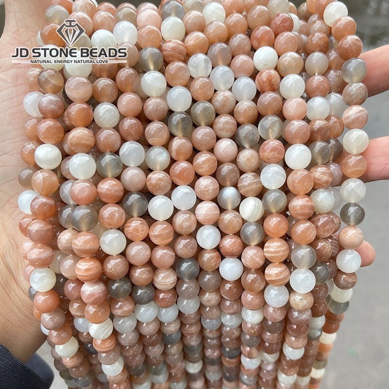 Pierre de lune naturelle mixte 3A, perles rondes, lisses, amples, pour la fabrication de bijoux, Bracelet, collier, accessoire