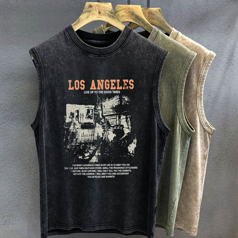 T-shirt grafica gotica per uomo Canotte con stampa vintage lavata Canottiera senza maniche oversize Donna Palestra Y2k Abbigliamento Streetwear Estate