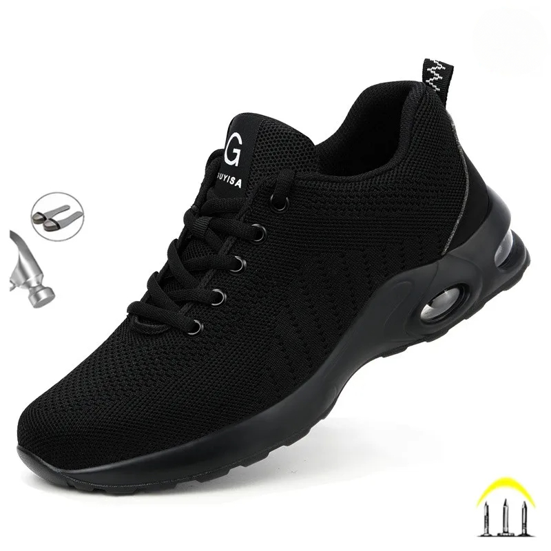 35-50 almofada de ar sapatos de trabalho para homem anti-esmagamento dedo do pé de aço à prova de punctura sapatos de segurança de construção tênis calçados masculinos
