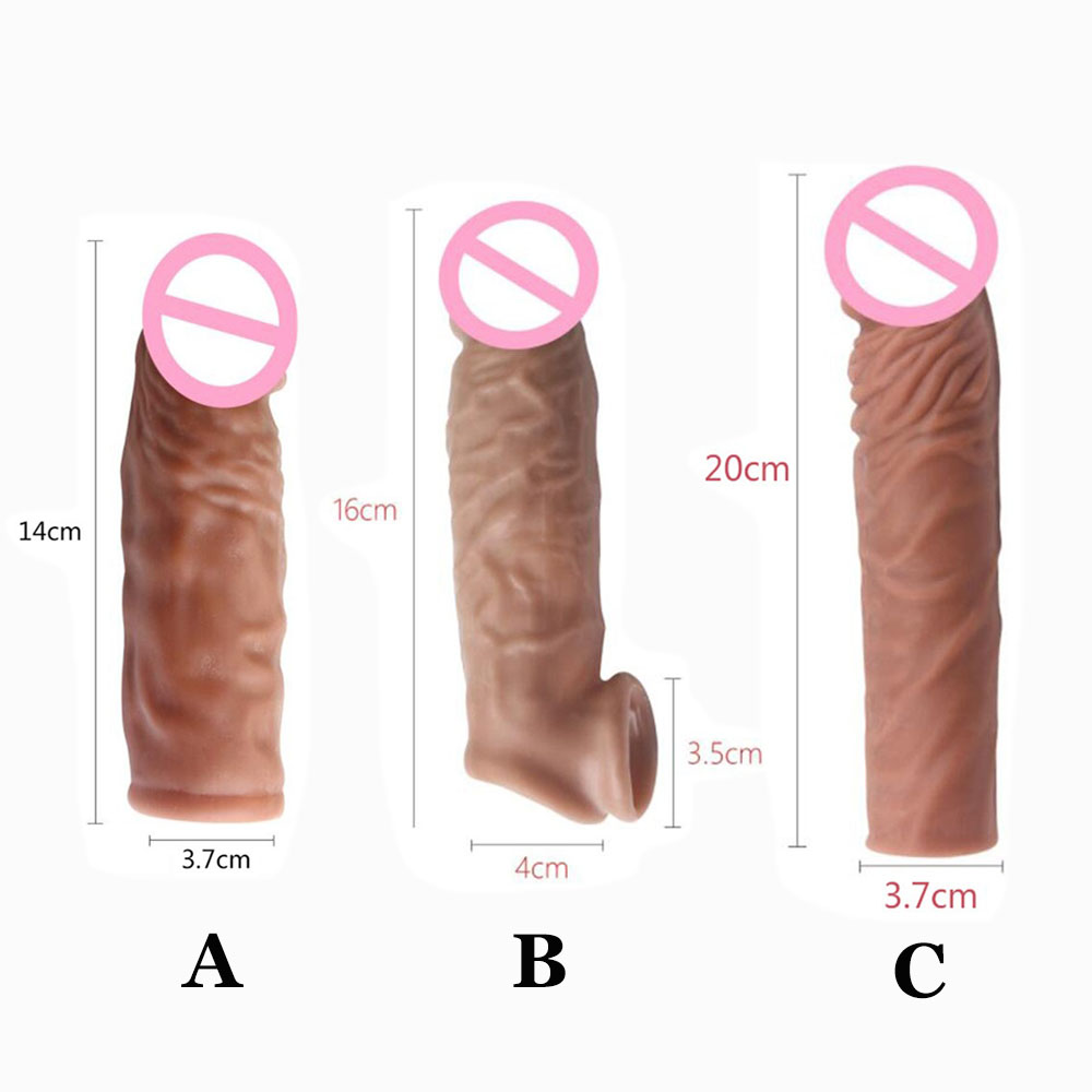 Realistische Penis Erweiterung Cock Sleeve Wiederverwendbare Silikon Penis Enlarger Verzögerung Kondome Für Erwachsene Männer Dildo Enhancer Sex Spielzeug
