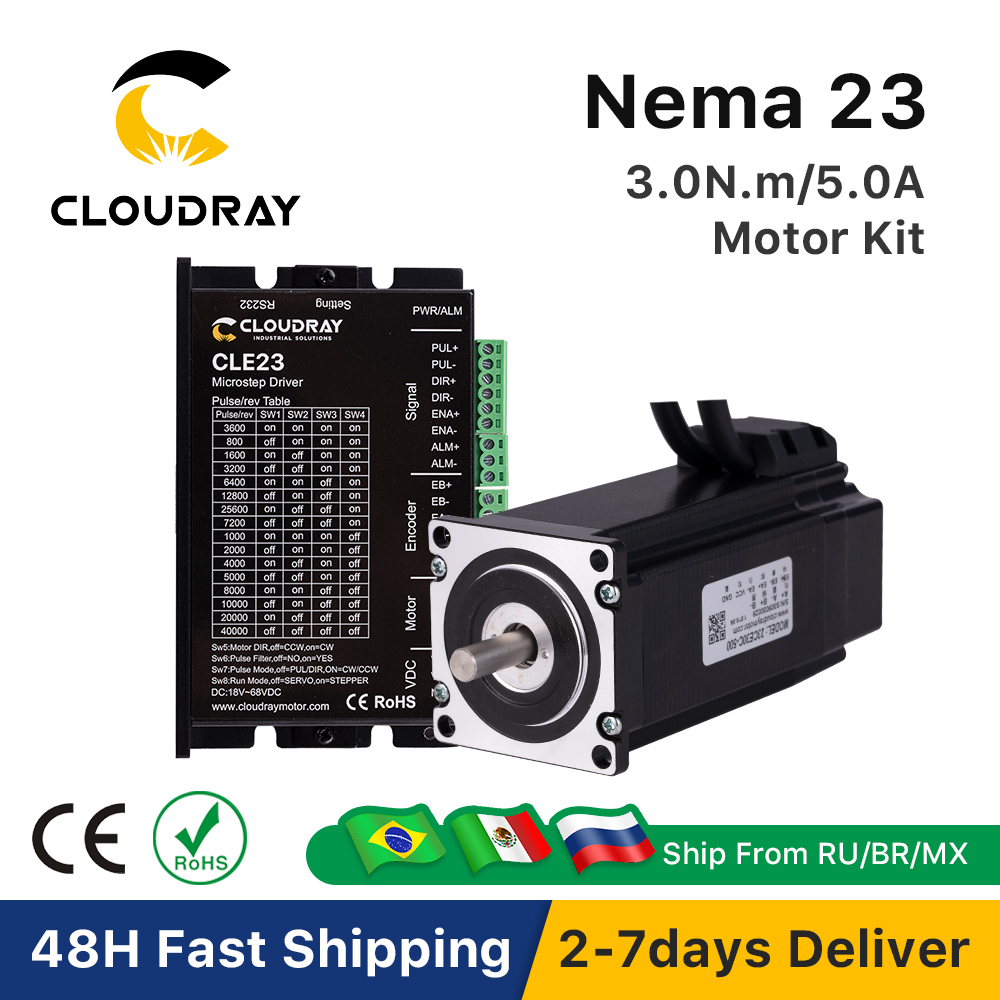 Шаговый двигатель Cloudray Nema 23, с энкодером, драйвер шагового двигателя с замкнутым контуром 3,0 Нм, легкий сервопривод с бесплатным кабелем длиной 1,5 м