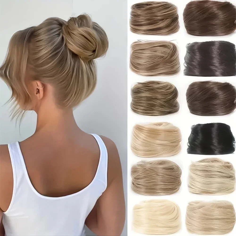 Kok z włosów naturalnych, doczepiany kucyk, brazylijskie treski, kok dla kobiet, gumki do włosów, upięcia, kok donut, chignon, 100% ludzkie włosy \'\[]