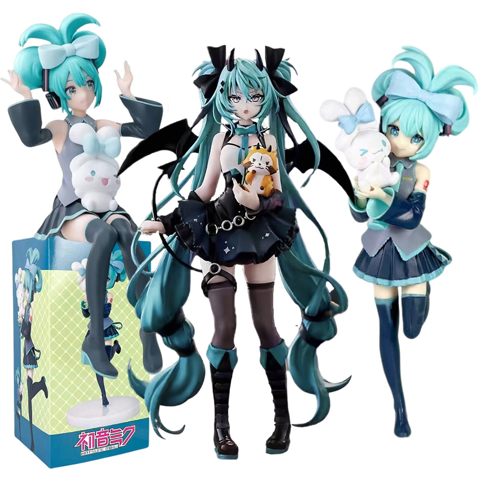 Аниме Хацунэ Мику Cos Енот Демон Кошачьи Уши Cinnamoroll Kawaii Miku Девушка Аниме Фигурка Коллекция ПВХ Модель Кукла Игрушка