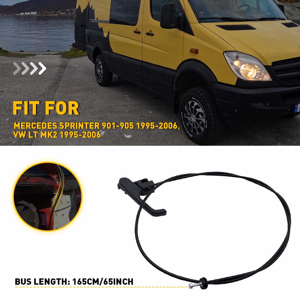 สายปล่อยฝากระโปรงรถพร้อมที่จับสำหรับรถ Mercedes Sprinter VW LT Mk2 1995-2006ใหม่สายปลดล็อคฝากระโปรงรถ + ที่จับดึง