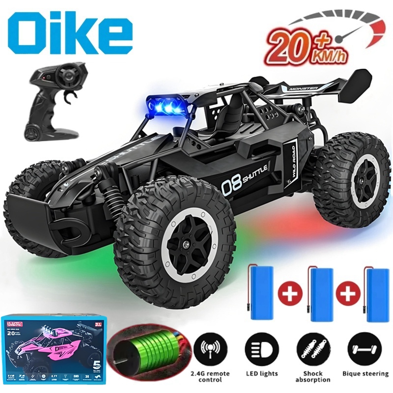 Oike RC auto 1:16 model met LED verlichting, radio-besturing, off-road, klimvoertuig, buitenauto's, drift race speelgoed, jongens cadeaus