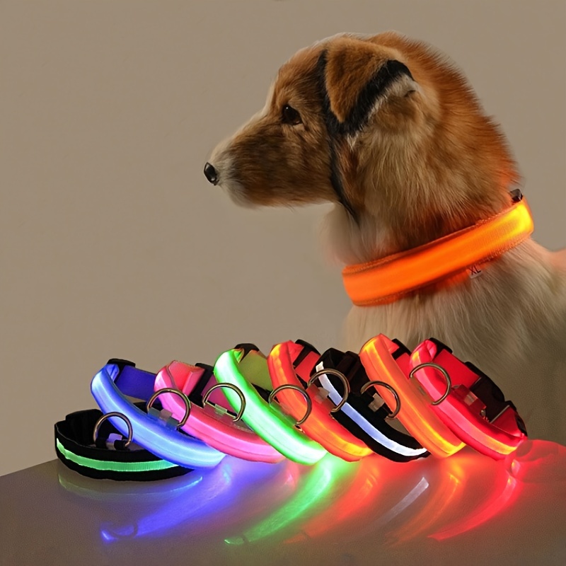 Nylonowa dioda LED Bezpieczeństwo w nocy Migająca świecąca w ciemności smycz dla psów Świecąca fluorescencyjna obroża dla psa