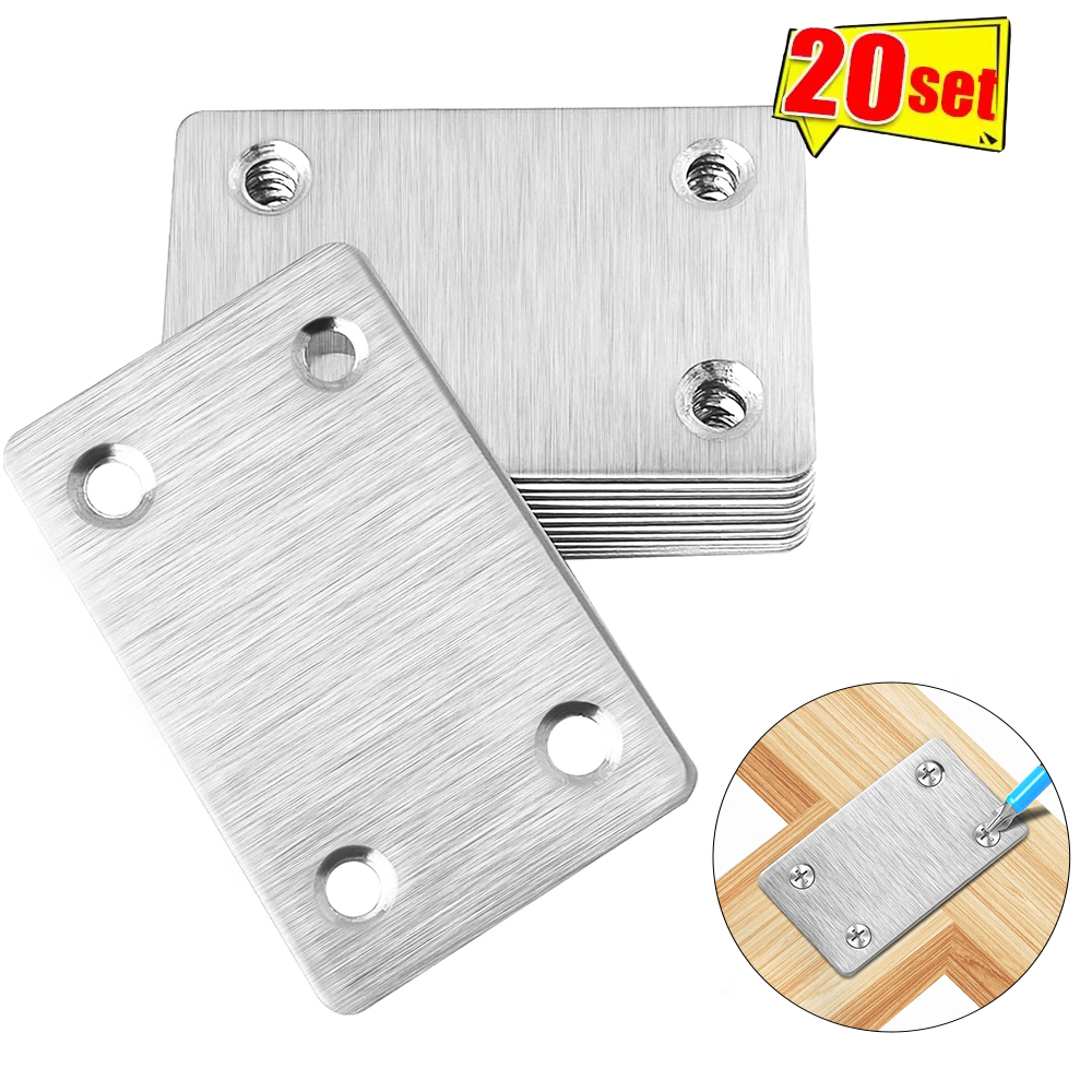 Suporte de ângulo reto de aço inoxidável, 10 peças, suporte de ângulo fixo reto com quatro furos, fixadores de móveis, madeira, prateleiras, armários