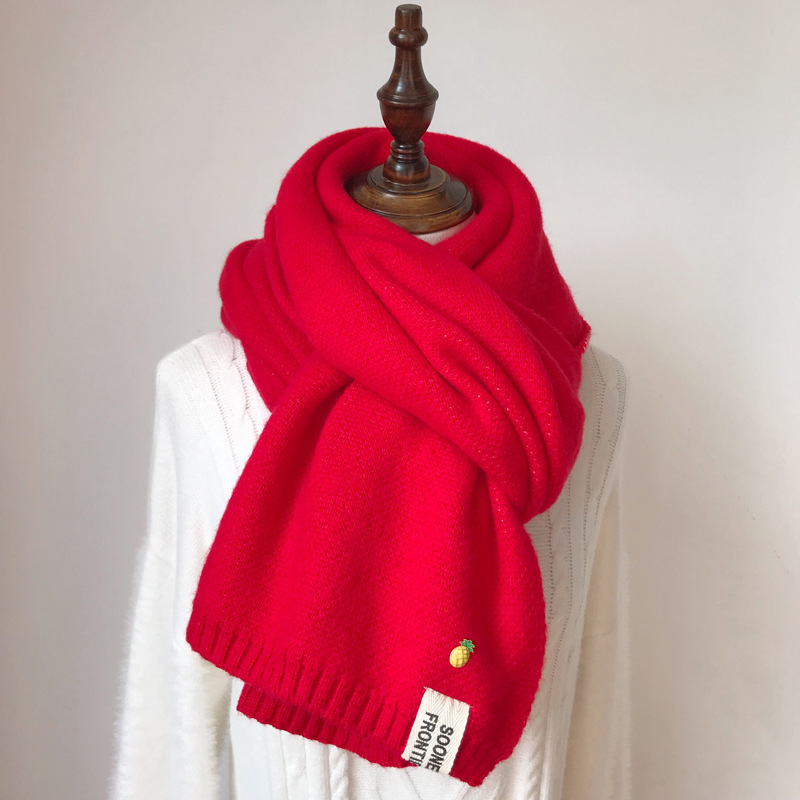 Pineapple Scarf Female Autumn/Winter Thickened Little Incense Wind Student Korean Version Of Knitted Instagram Girls Wool Bib