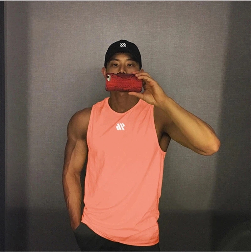 2024 Mens Fitness Gyms Tank Top Menฟิตเนสเสื้อแขนกุดชายตาข่ายBreathableกีฬาเสื้อกั๊กเสื้อกล้ามGyms Running Vest Men