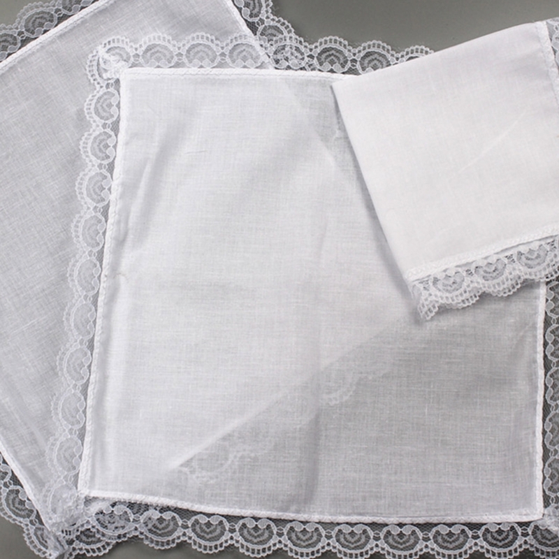 Lenço branco leve com acabamento renda para homens, suprimentos para negócios casamento DXAA