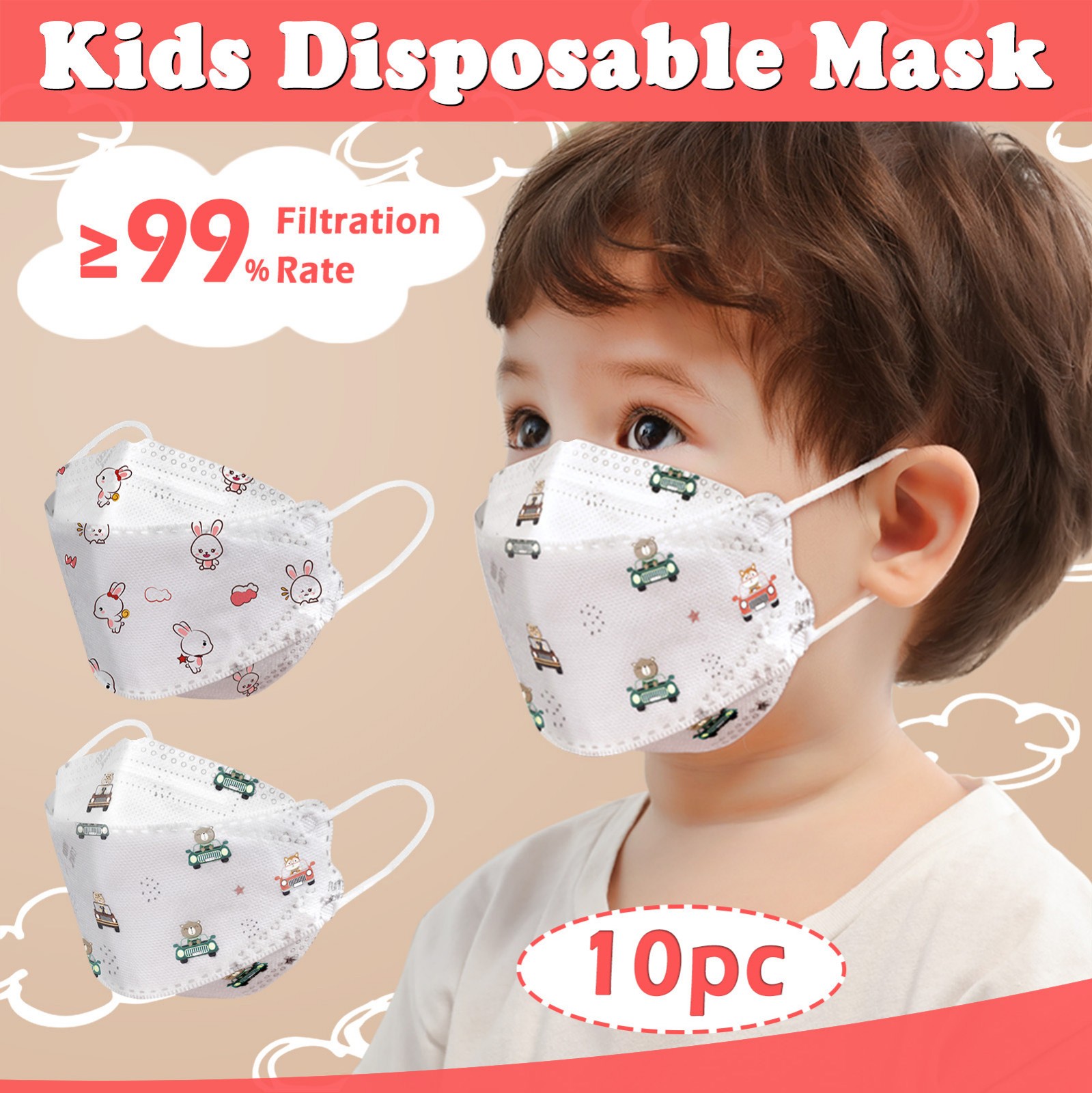 Crianças máscara de bebê descartável máscara facial dos desenhos animados 5ply orelha loop ao ar livre à prova de poeira máscara protetora facial máscara descartável