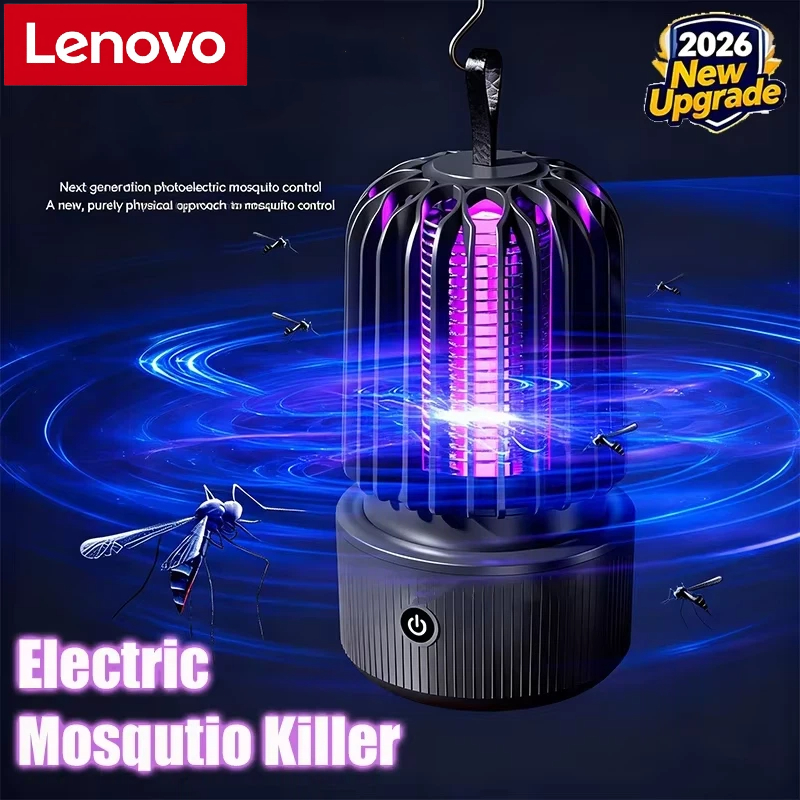 Lenovo Mosquito Killer Lamp Blue UV Light Attract Electric Shock 2-in-1 Bug Zapper 1200mAh Rechargeable For Patio Travel 2026New