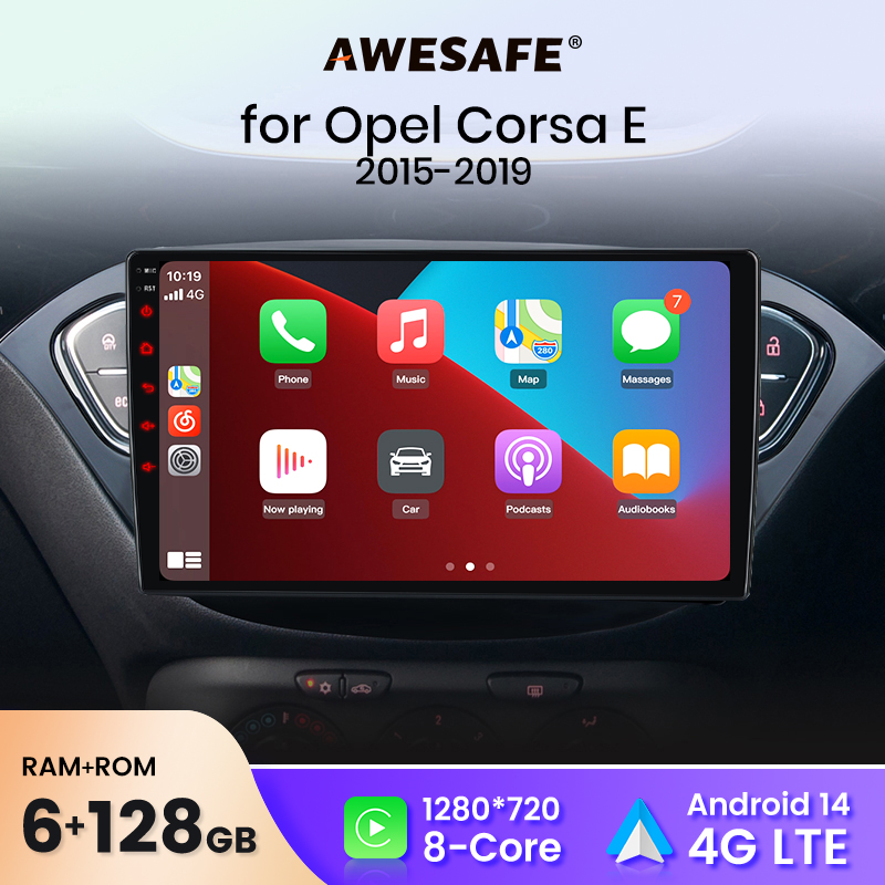 AWESAFE Draadloze CarPlay Android Auto Autoradio Stereo voor Opel Corsa E 2015 2016 2017 2018 2019 Auto Intelligent Systemen BT FM RDS Plug & Play SWC Verzending vanuit UK naar Nederland