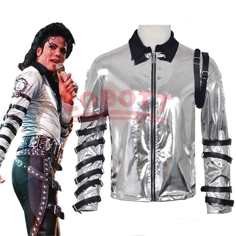 Costume de cosplay Michael Jackson pop punk avec fermeture éclair argentée pour adultes, hommes, Halloween, mascarade, performance scénique