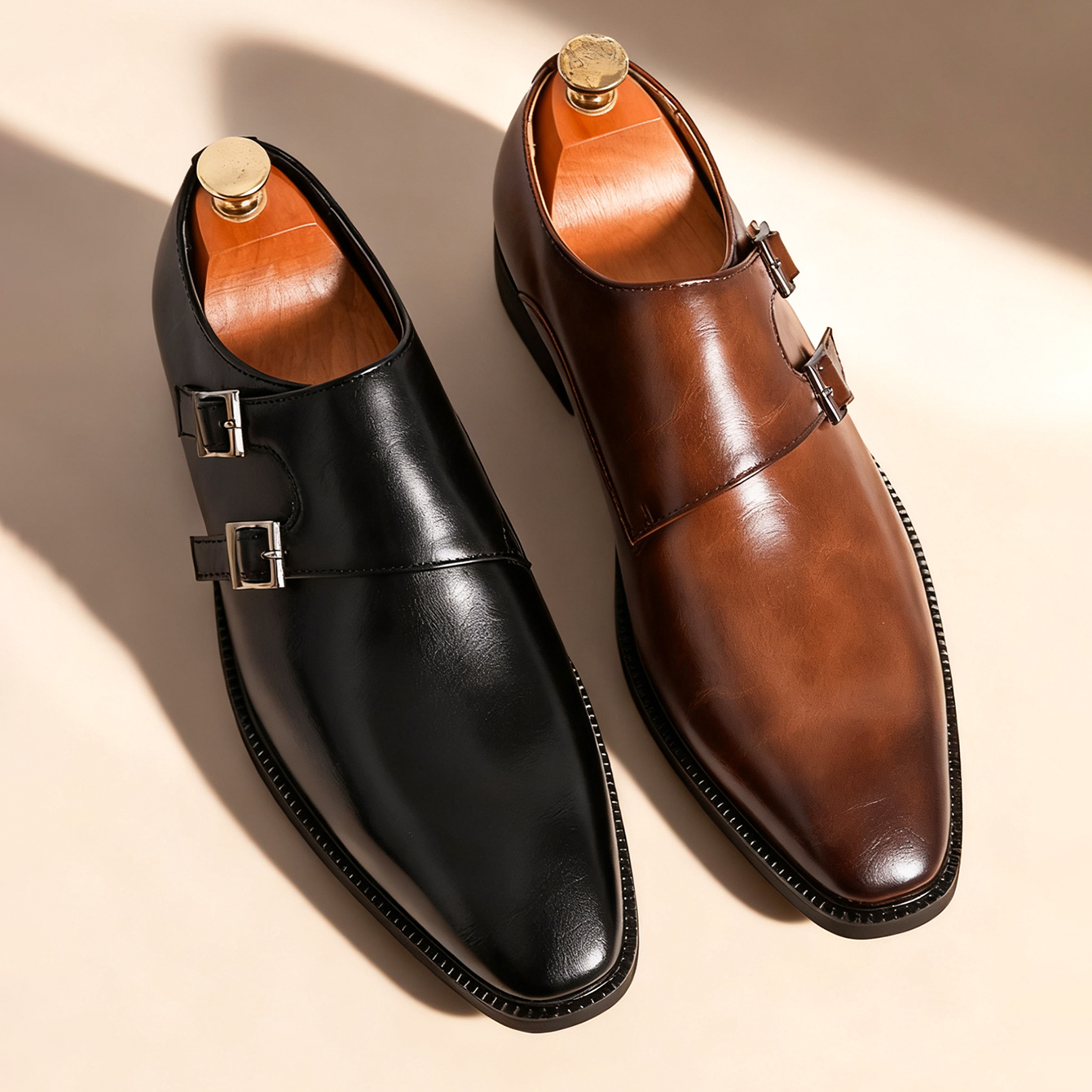 Klassische Retro-Kleid-Mönchslederschuhe für Herren mit spitzer Zehenschnalle, Business-Büro-Hochzeit, bequeme Oxford-Schuhe für Herren