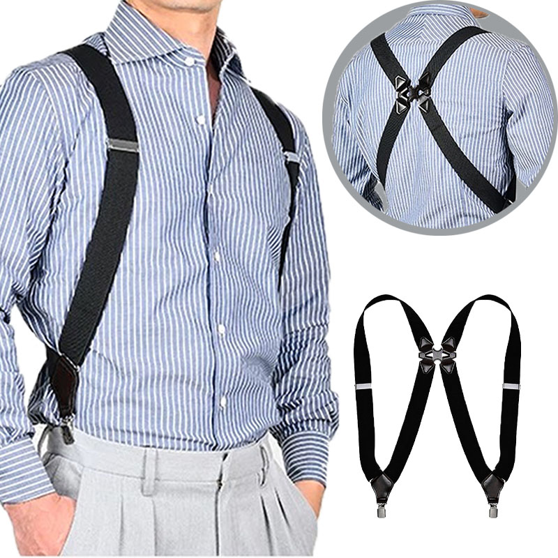 Nuevos tirantes para hombre, tirantes ajustables en forma de X, Clip de correa elástica, Clip LATERAL, tirantes cruzados para adultos, accesorios para pantalones