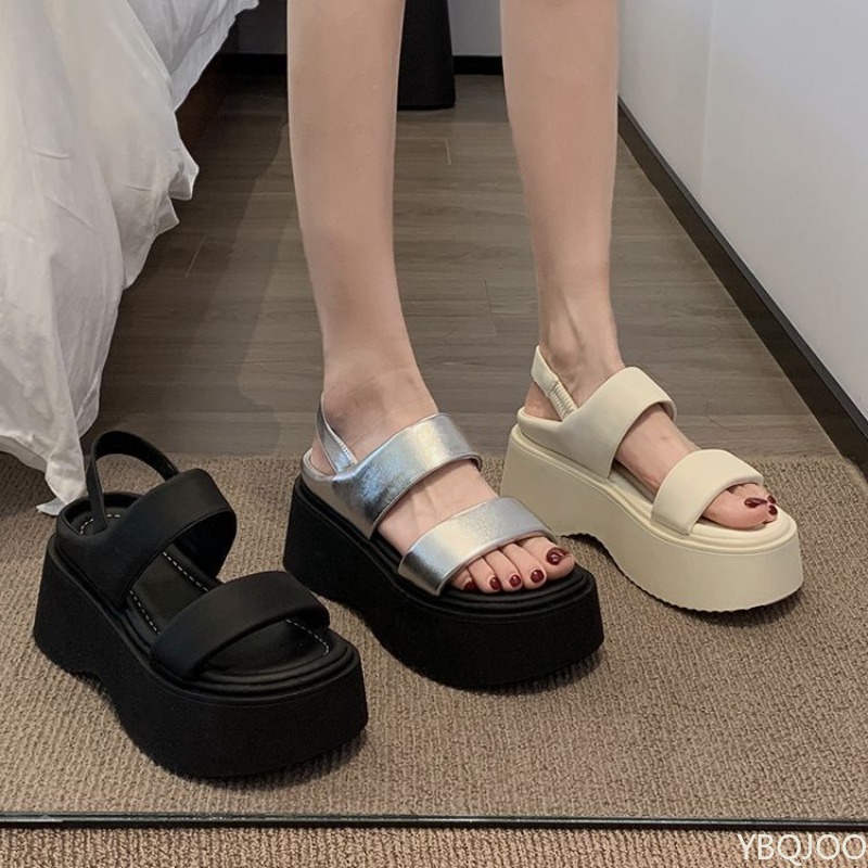 Sandalen mit Biskuitsohlen für Damen, Sommer, neuer Stil, einfach und modisch, kurze und dicke Sohlen, Biskuit-Strandschuhe 2026