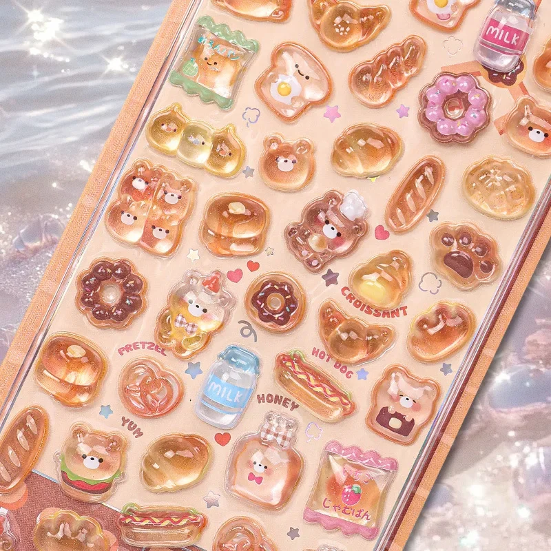 Słodka naklejka ze zwierzętami z kreskówek do dekoracji DIY Scrapbook Journal 3D Relief Stereo Cute Stationery Sticker Guitar Laptop Nail Sticker