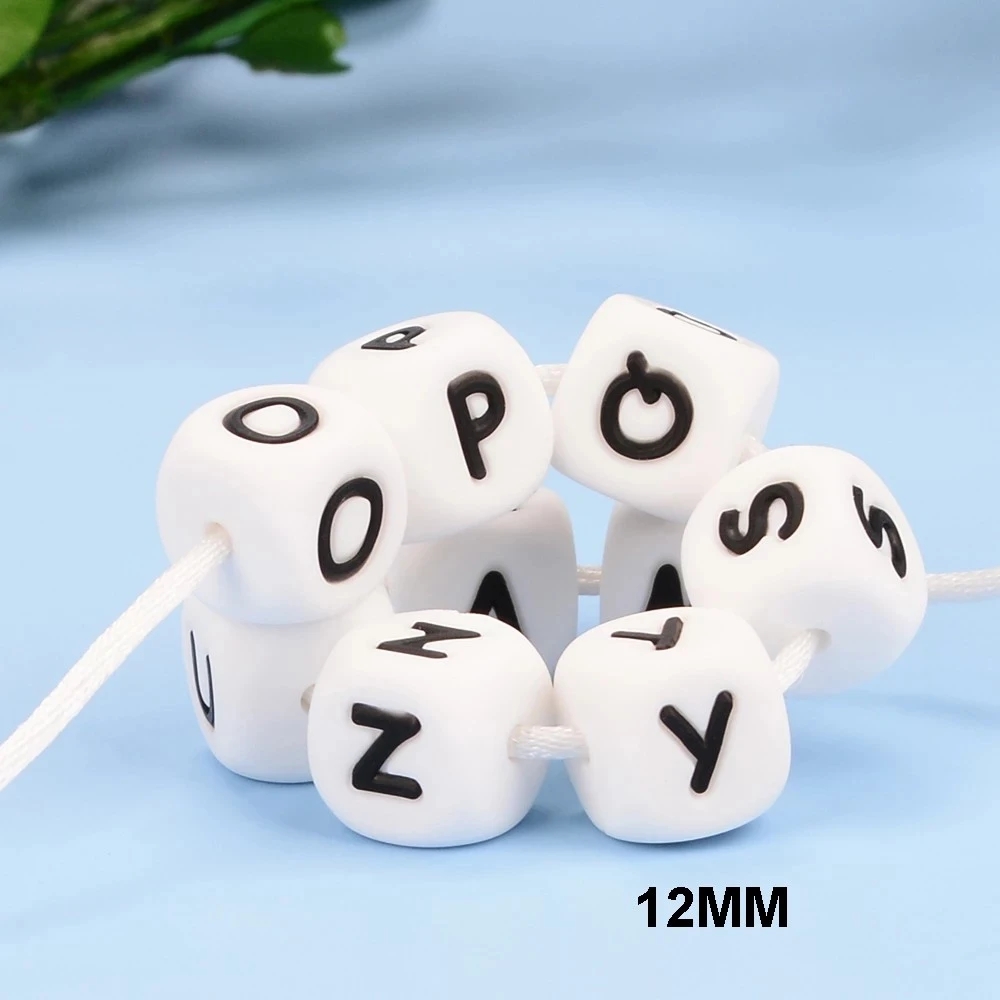 Lofca 12Mm 40Pc Food Grade Silicone Baby Tanden Kralen Fopspeen Ketting Bpa Gratis Losse Chew Alfabet Kralen Voor gepersonaliseerde Naam Diy